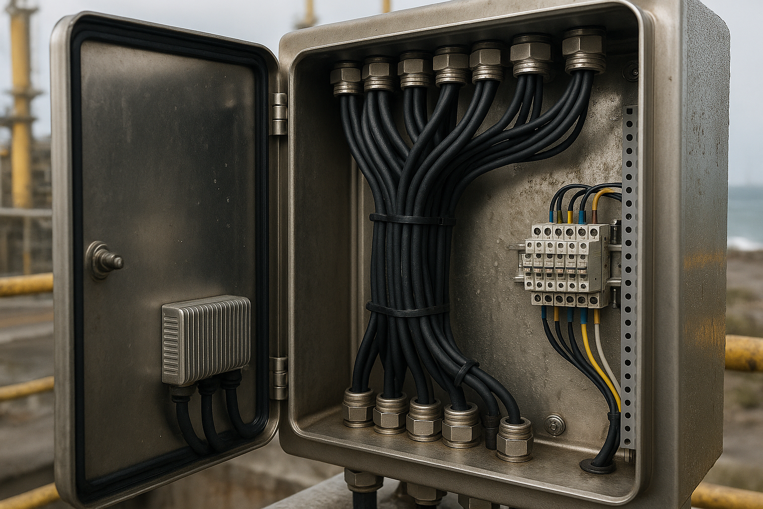 Nem ve korozyona karşı tasarlanmış endüstriyel elektrik panosu iç yapısı